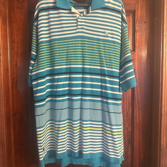 Rocawear Blue and Green Polo Shirt Casual Knit - Picture 1 of 3